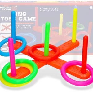 PLASTIC GARDEN QUOITS GAME 5 HOOP RING TOSS RING TOSS POOL TOY OUTDOOR FUN SET