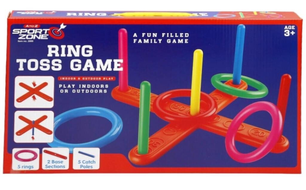 PLASTIC GARDEN QUOITS GAME 5 HOOP RING TOSS RING TOSS POOL TOY OUTDOOR FUN SET