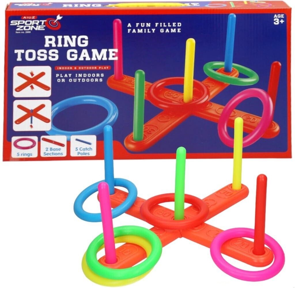PLASTIC GARDEN QUOITS GAME 5 HOOP RING TOSS RING TOSS POOL TOY OUTDOOR FUN SET