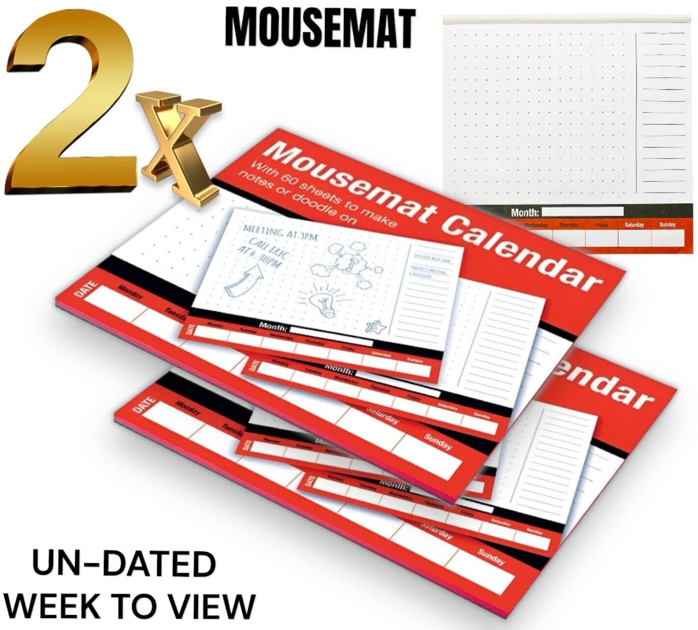 2 x Weekly Planner To Do List Desk NotePad Meal Plan Home Office Tear Off Sheets