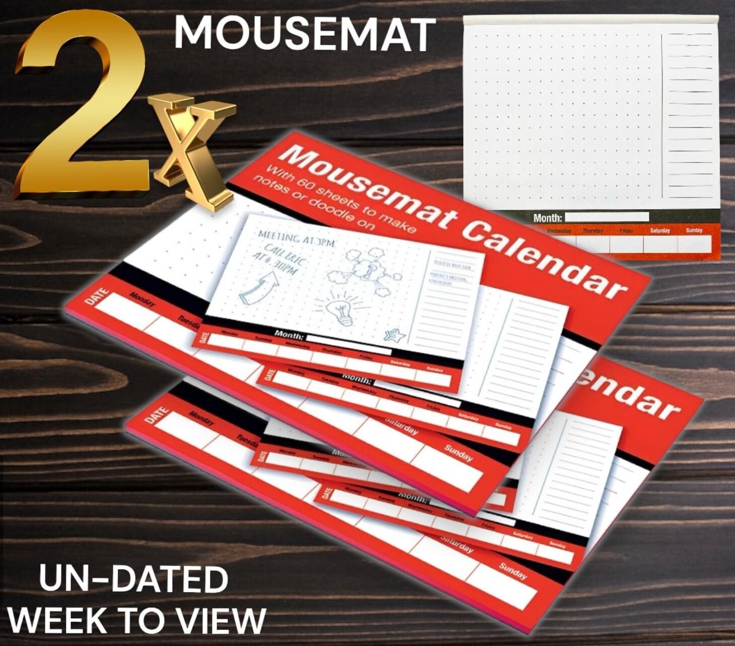 2 x Weekly Planner To Do List Desk NotePad Meal Plan Home Office Tear Off Sheets