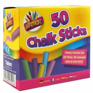 50 x COLOURED CHALK STICKS Blackboard Pavement Kids Children’s Art Craft Colour