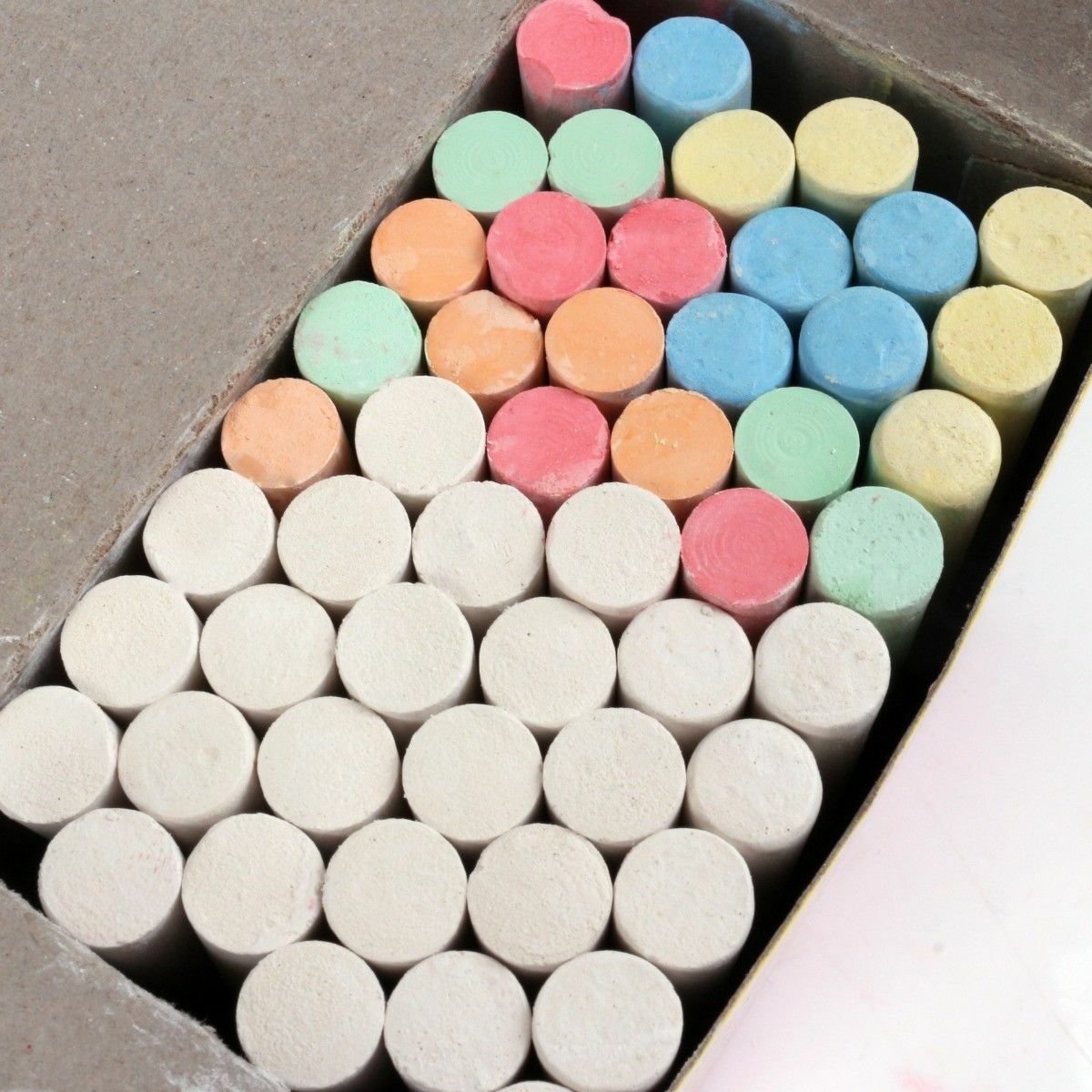 50 x COLOURED CHALK STICKS Blackboard Pavement Kids Children's Art Craft Colour
