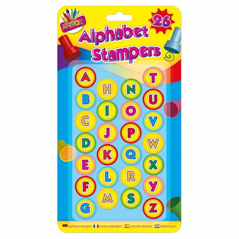 26x SELF INKING STAMPS Kids Art Craft Fun Stampers Cute Cartoon Toy Shape Letter