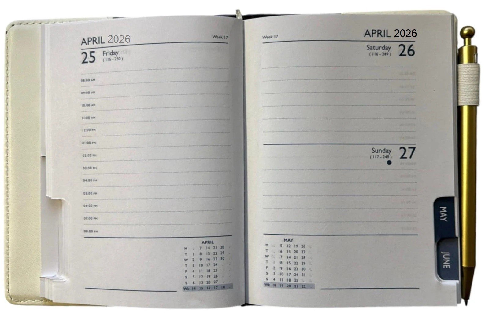 2026 A6 Day a Page Diary Full Year Index Organiser Journal Padded Luxury Cover🔥