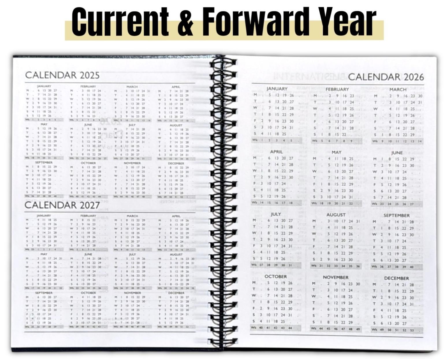 2026 Diary A5 Week to View Spiral Diary Full Year Organiser Calendar Planner