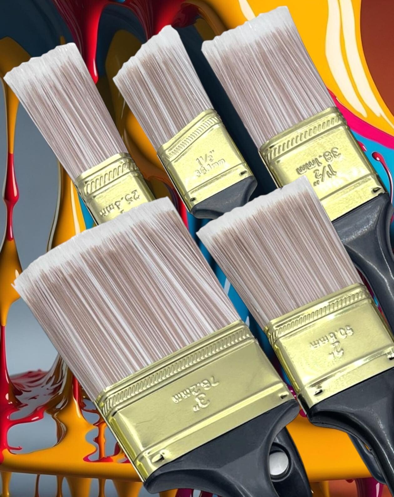 5 Pcs Fine Paint Brush Set Soft Synthetic Bristles Home Painting DIY Decorating