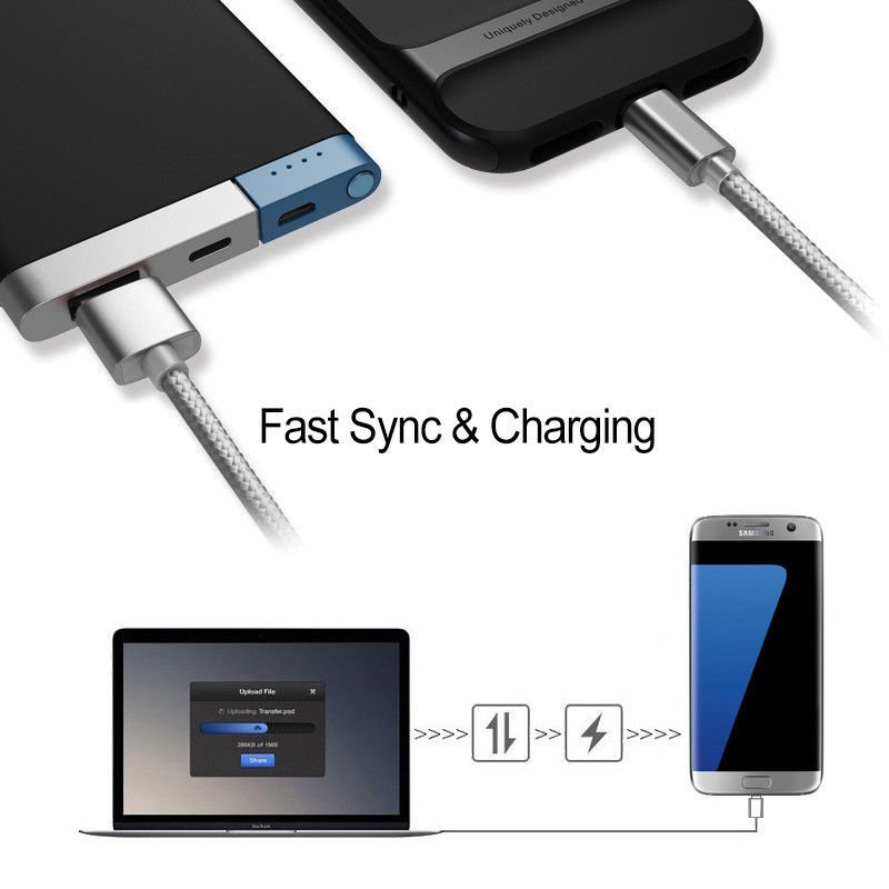 Long 1M 2M 3M USB C Charging Charger Data Cable Lead For Samsung Android Phones