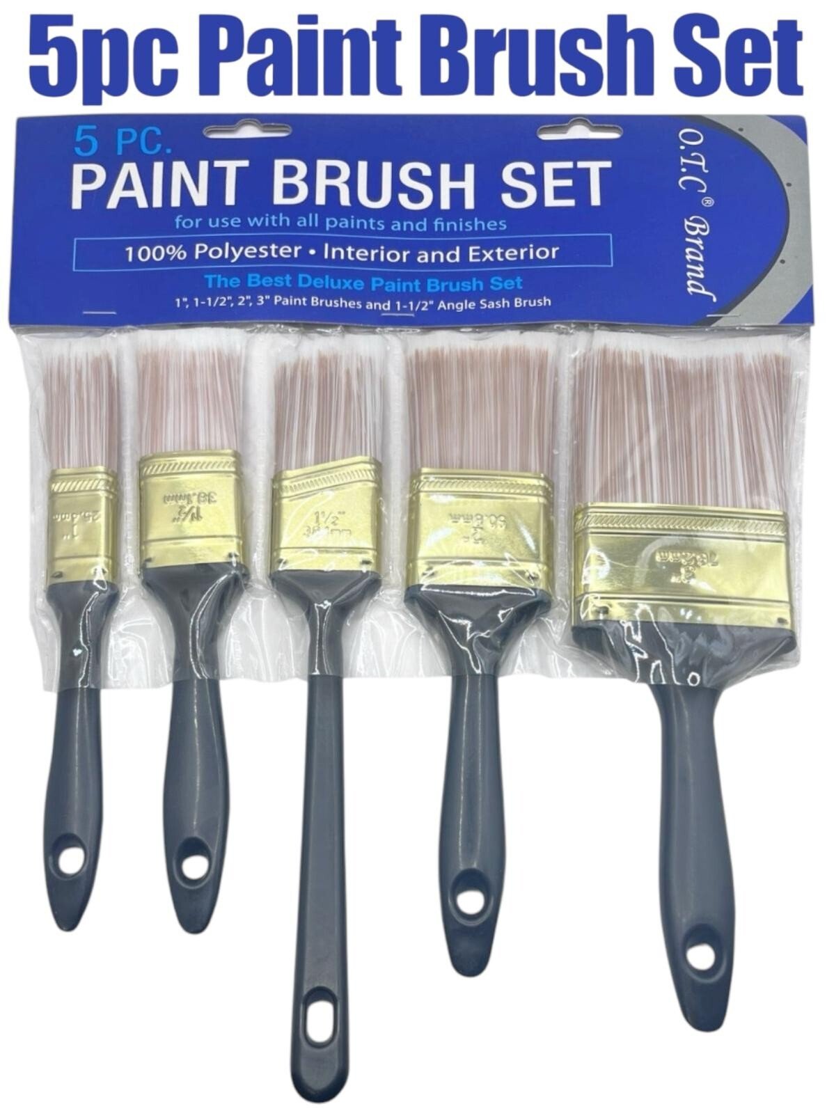 5 Pcs Fine Paint Brush Set Soft Synthetic Bristles Home Painting DIY Decorating