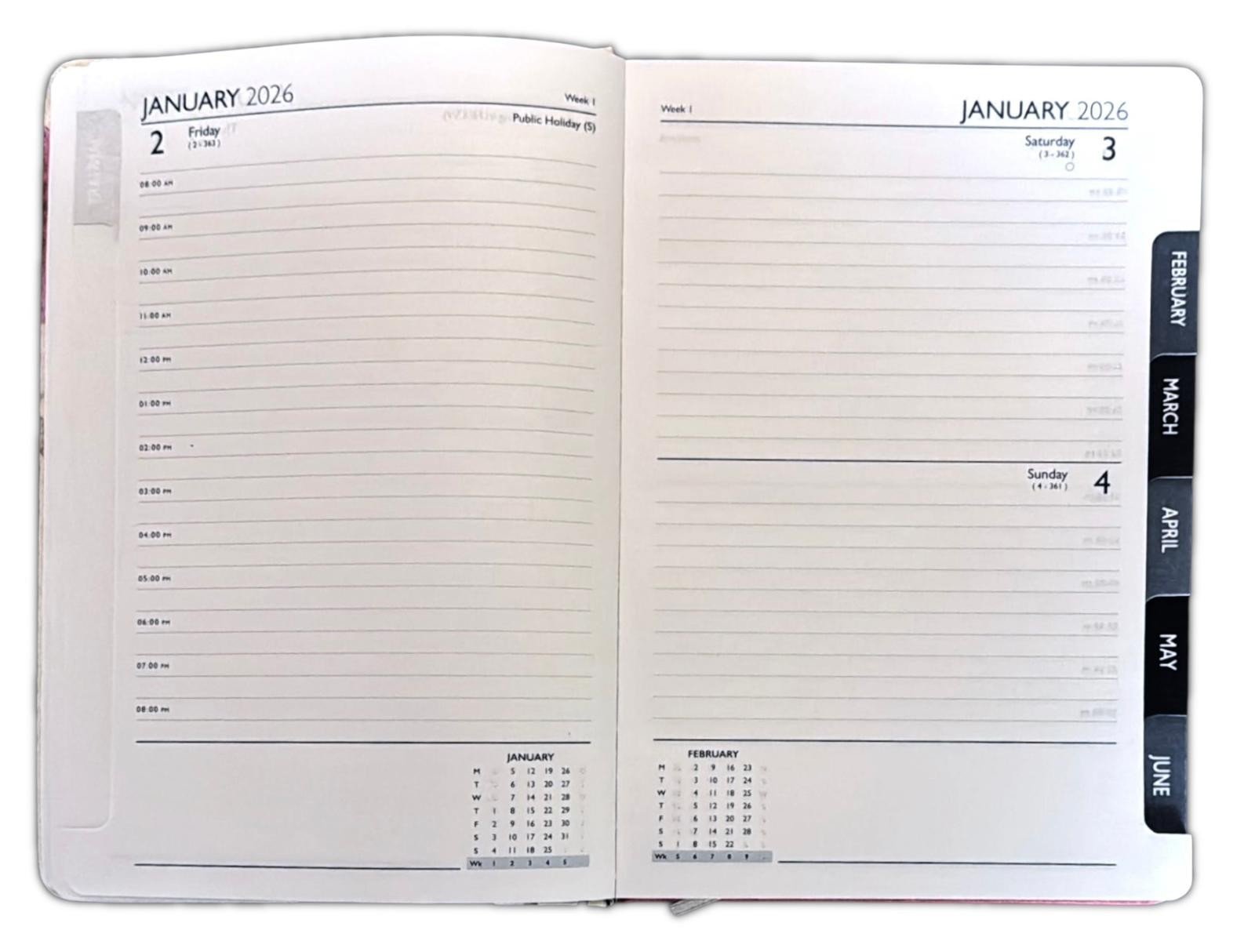 2026 A5 A6 Day to Page Diary Floral Luxury Cover Organise Full Year Planner