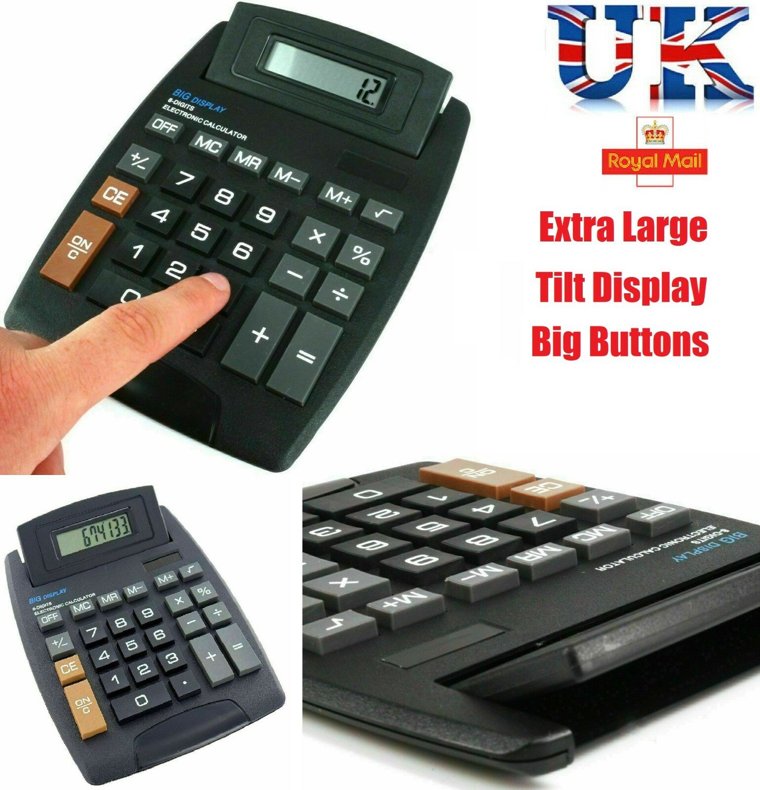 EXTRA LARGE Tilt Display Jumbo Desktop Calculator Big Button School Office Desk