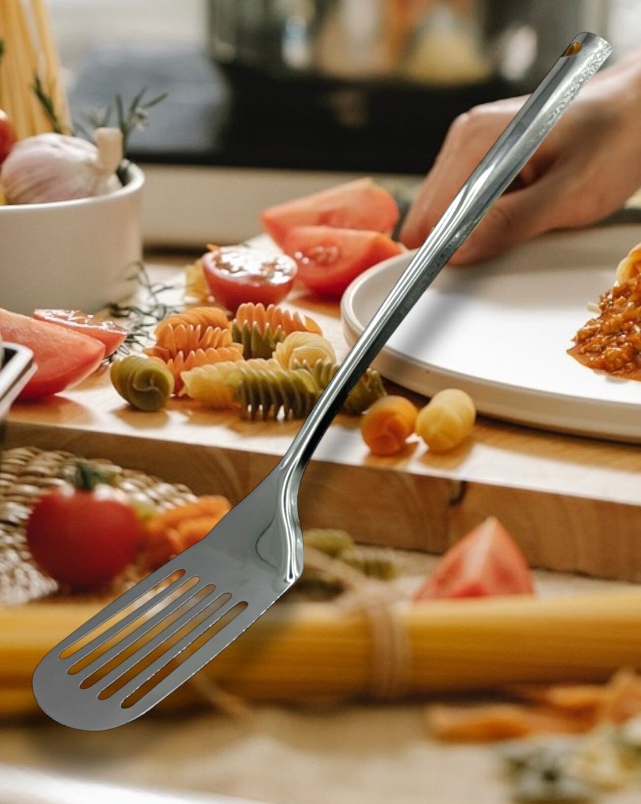 2PK Stainless Steel kitchen Slotted Turner Spatula Kitchen Cooking Tool Utensil