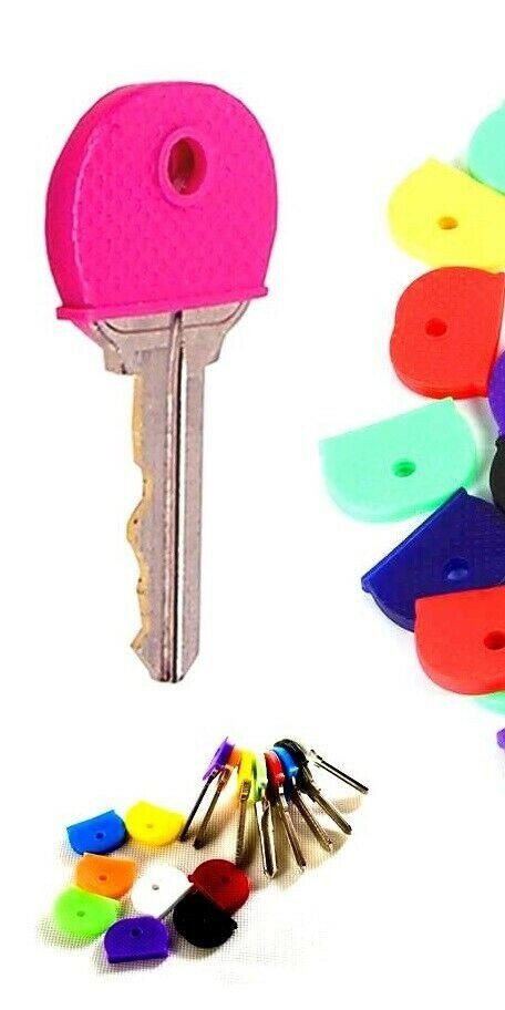 6 x RUBBER KEY CAPS Coloured Plastic Covers Top Cap Cover Tag Door Identifier UK