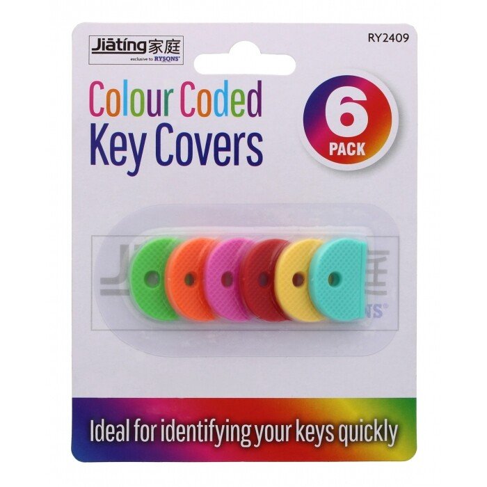 6 x RUBBER KEY CAPS Coloured Plastic Covers Top Cap Cover Tag Door Identifier UK