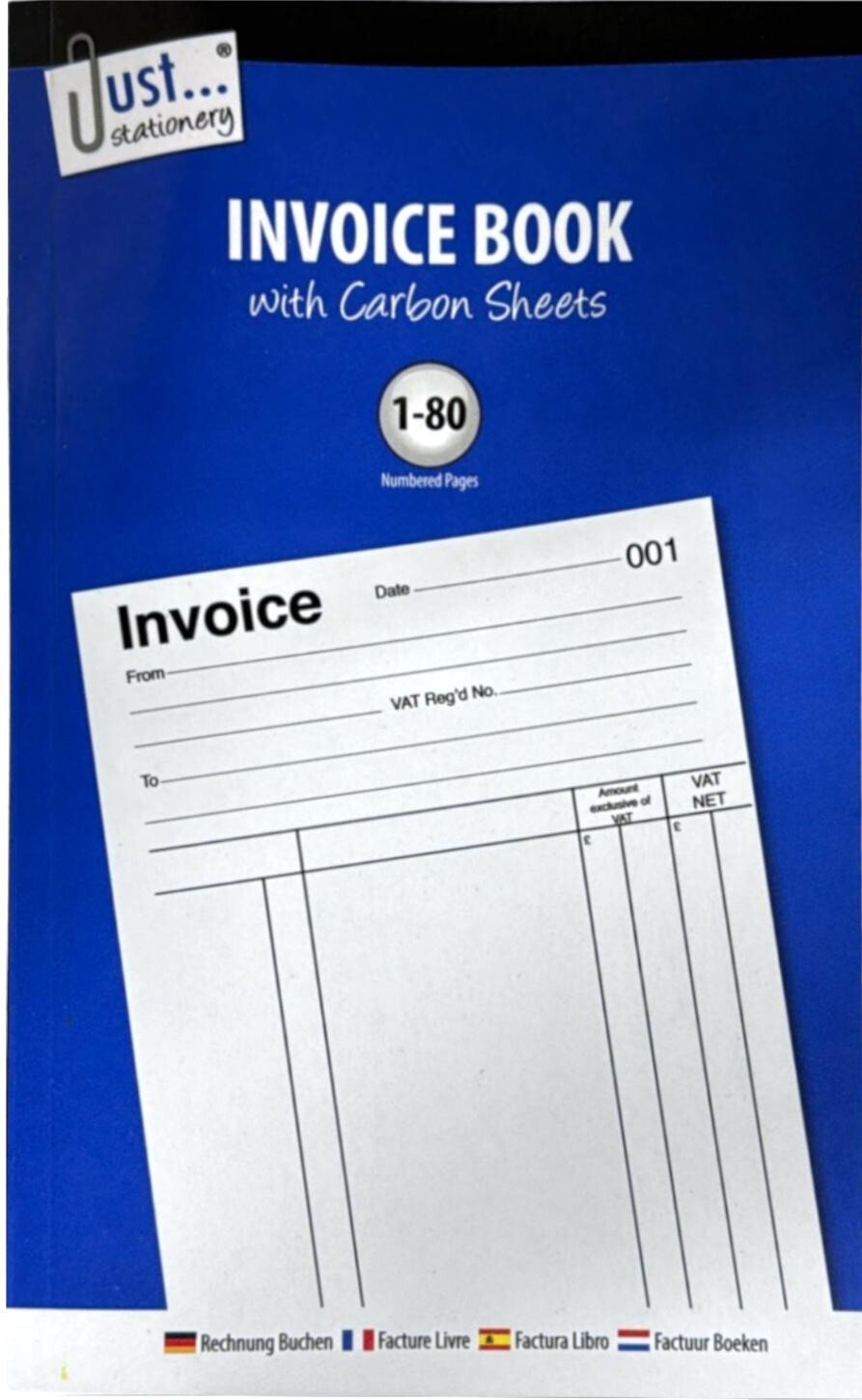 6 x Full Size Invoice Book A5 Receipt Book Pad Carbon Sheets Numbered 80 Pages