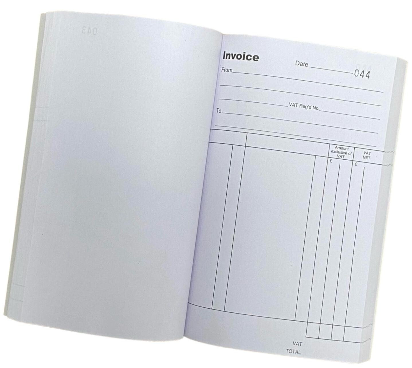 6 x Full Size Invoice Book A5 Receipt Book Pad Carbon Sheets Numbered 80 Pages