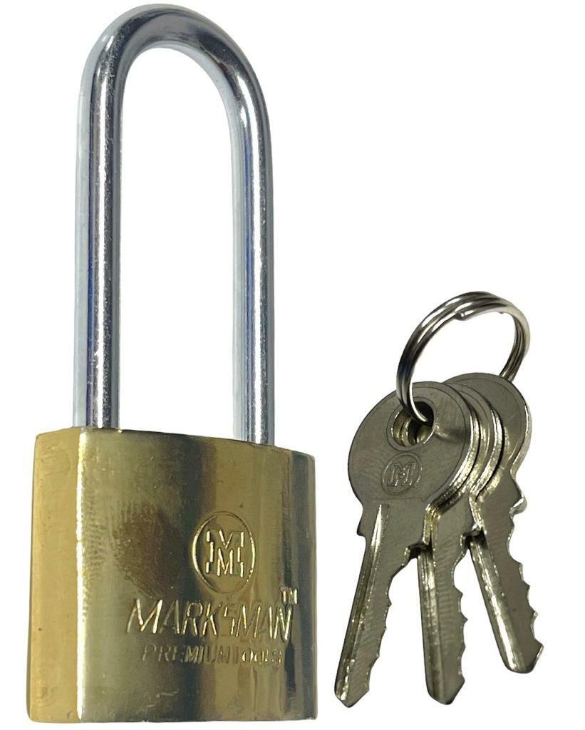 Long Shackle Padlock Brass Security Locker OUTDOOR SECURITY PADLOCK With 3 Keys