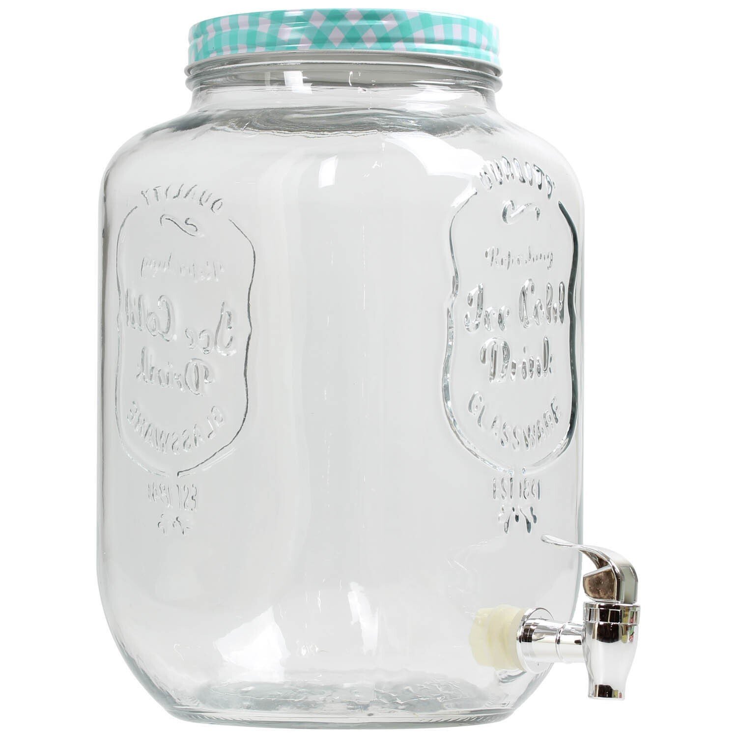 5L CLEAR GLASS DRINKS DISPENSER WITH TAP JUICE WATER MILK COCKTAIL JUG ASSORTED