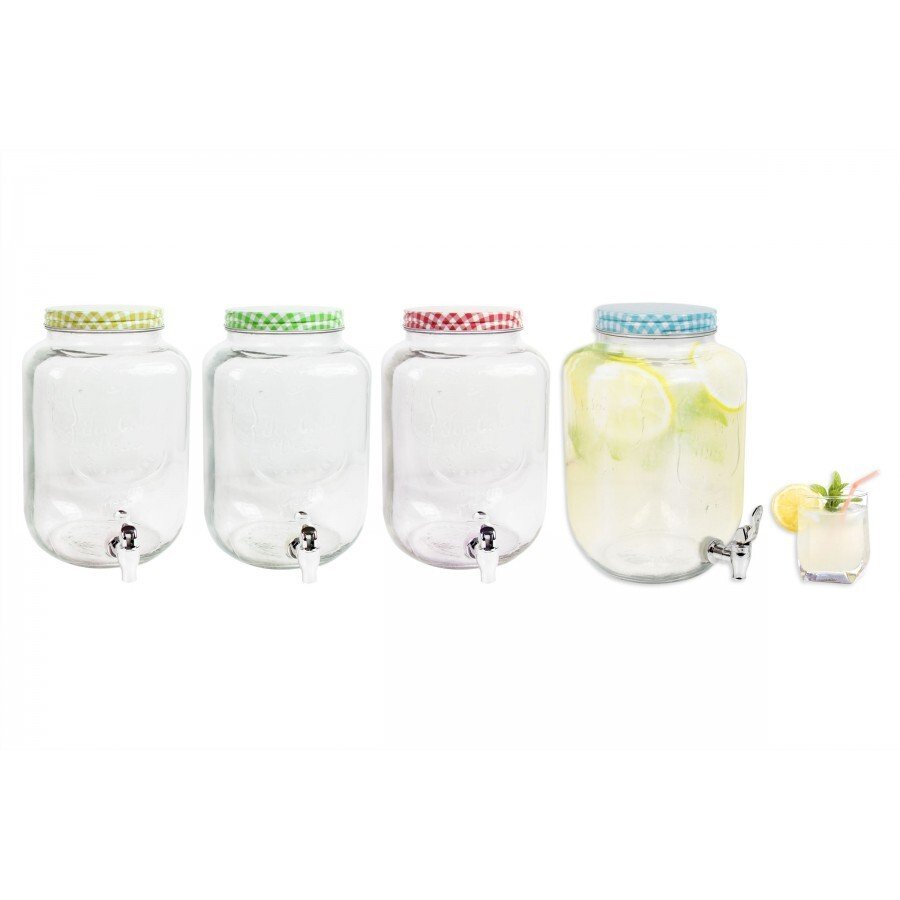 5L CLEAR GLASS DRINKS DISPENSER WITH TAP JUICE WATER MILK COCKTAIL JUG ASSORTED