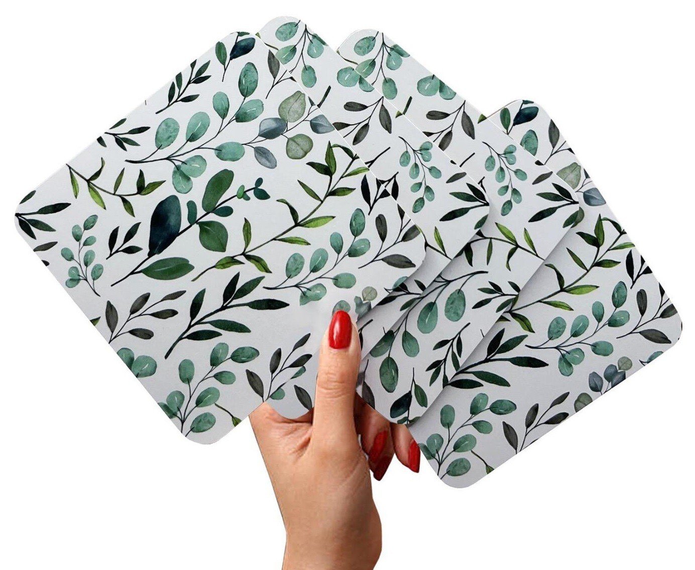 Set of 4 Placemats & Coasters Cork Table Place Settings Mats Eucalyptus Print UK