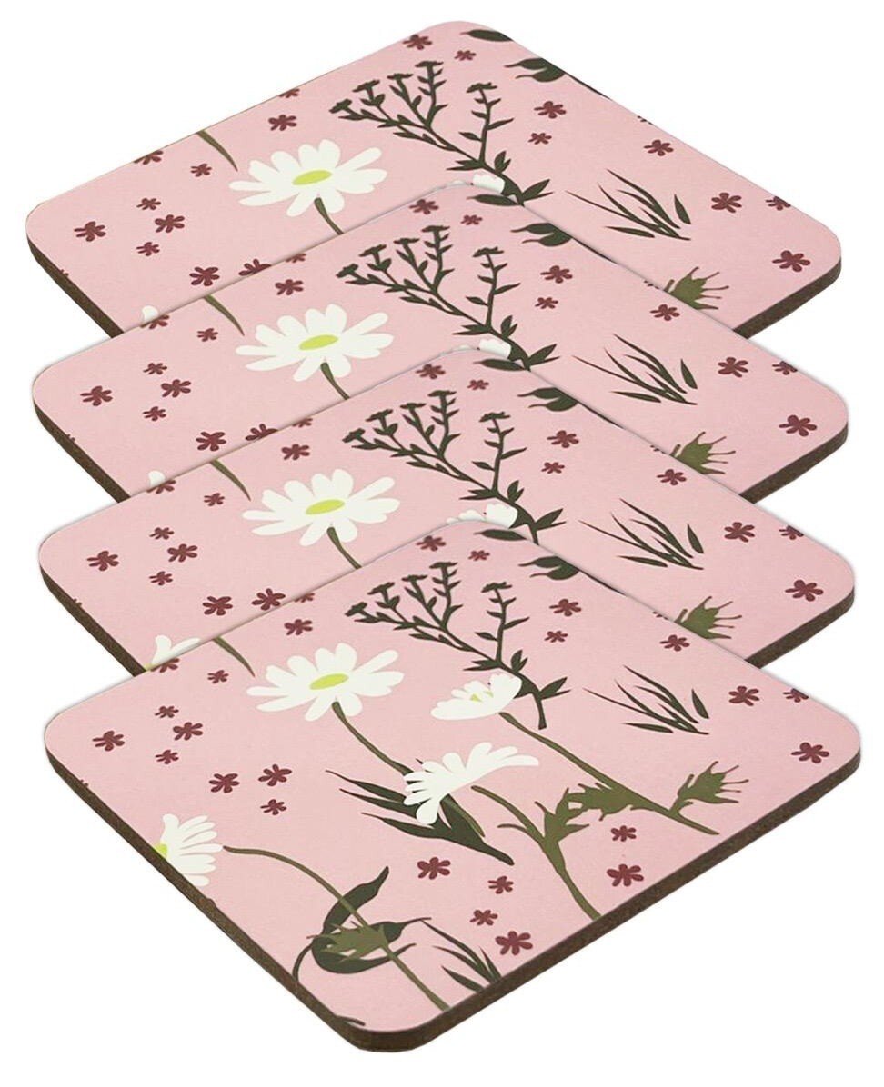 Set of 4 Placemats & Coasters Cork Table Place Settings Mats Eucalyptus Print UK