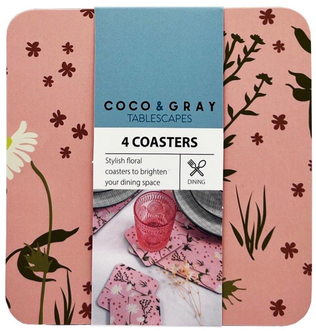 Set of 4 Placemats & Coasters Cork Table Place Settings Mats Eucalyptus Print UK