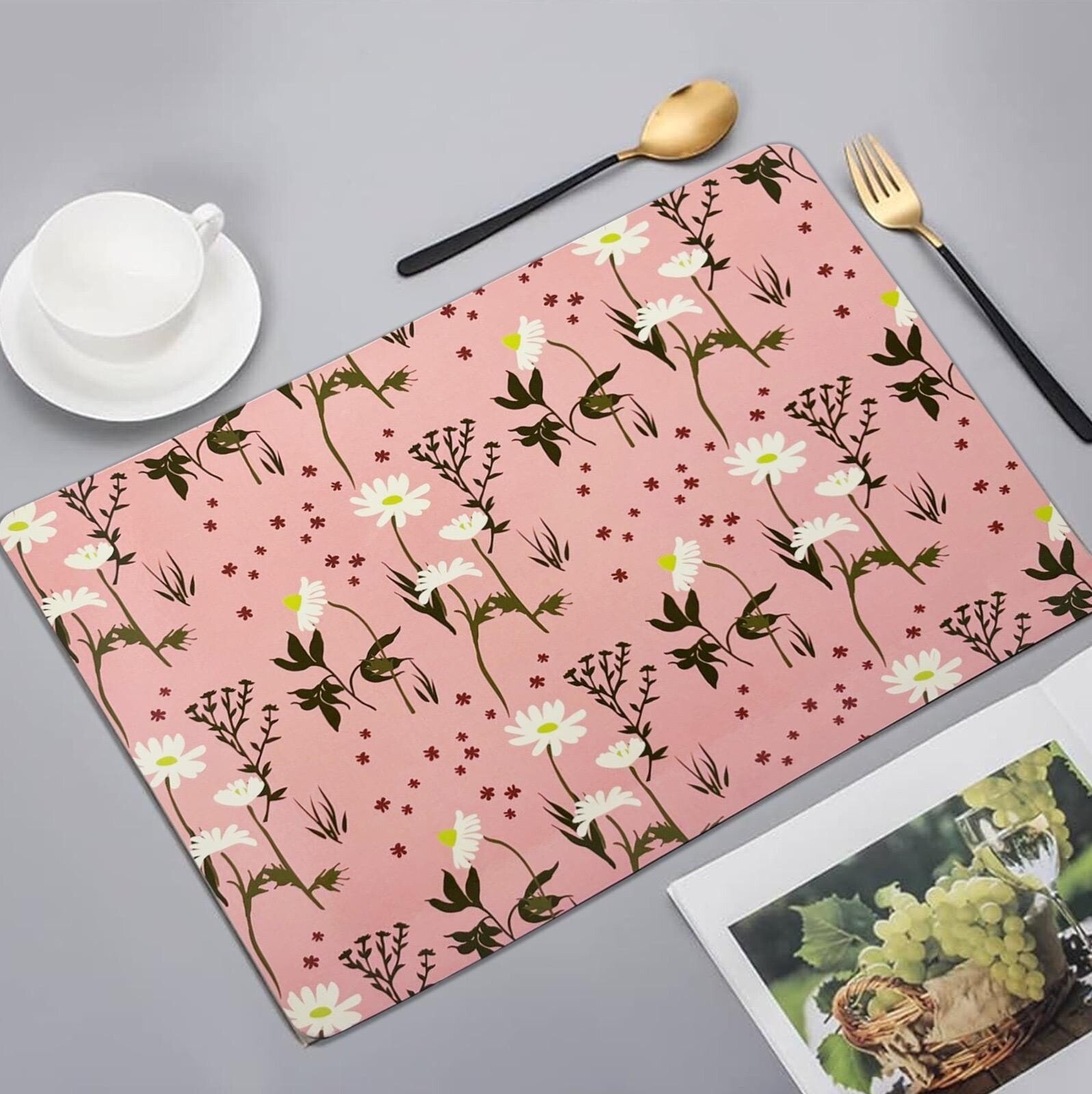 Set of 4 Placemats & Coasters Cork Table Place Settings Mats Eucalyptus Print UK