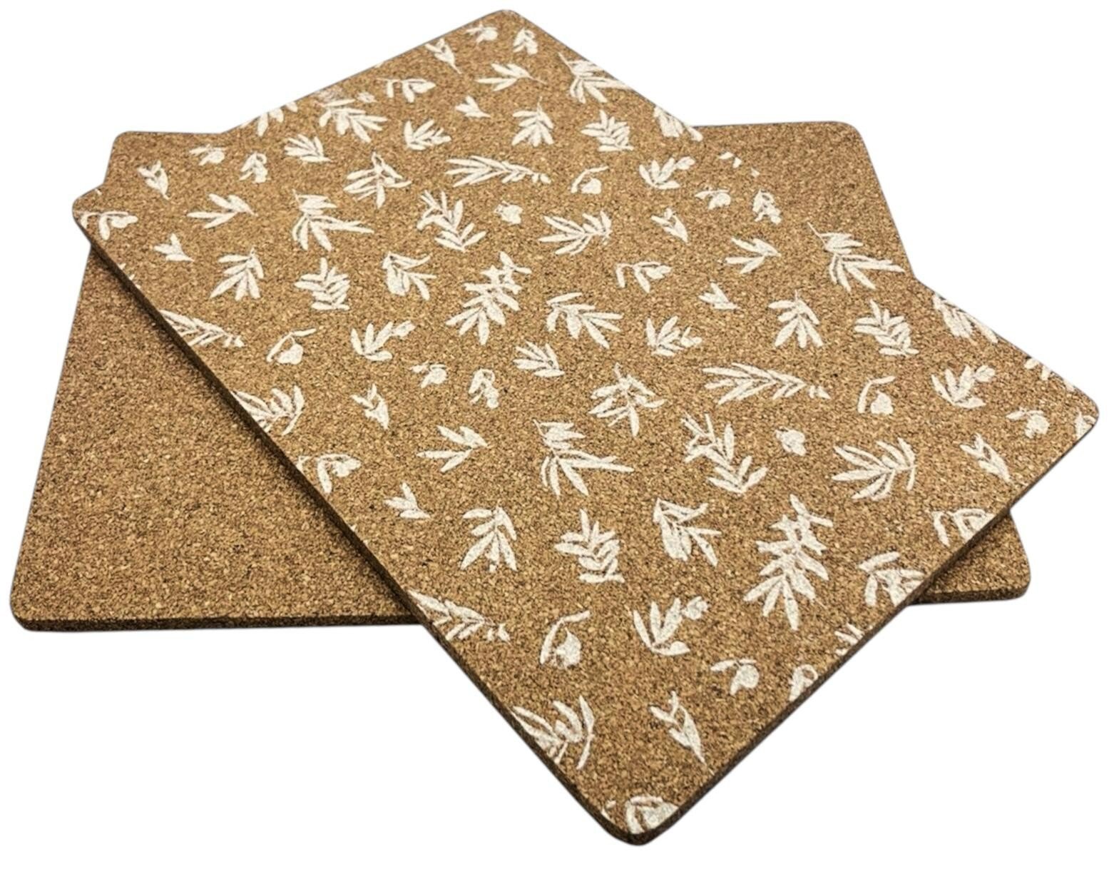Set of 4 Placemats & Coasters Cork Table Place Settings Mats Eucalyptus Print UK