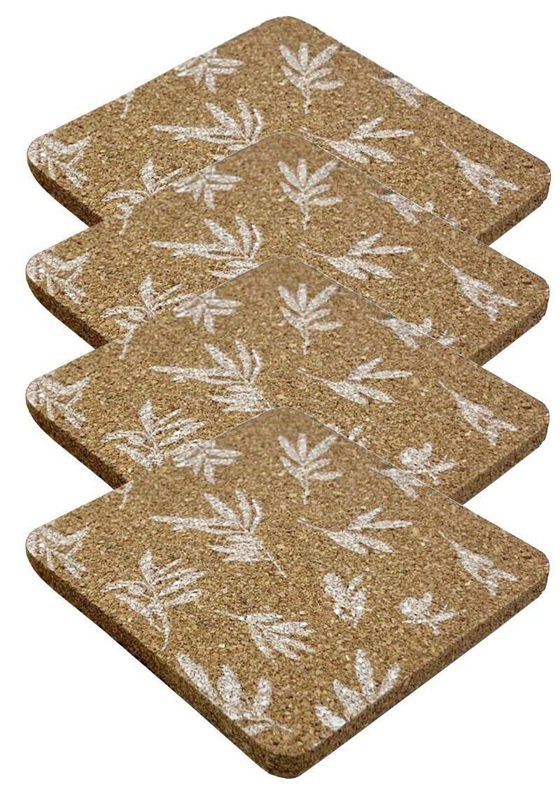 Set of 4 Placemats & Coasters Cork Table Place Settings Mats Eucalyptus Print UK