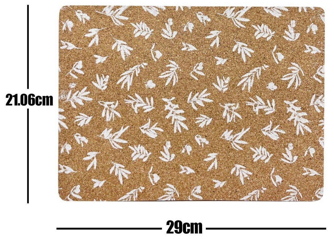 Set of 4 Placemats & Coasters Cork Table Place Settings Mats Eucalyptus Print UK