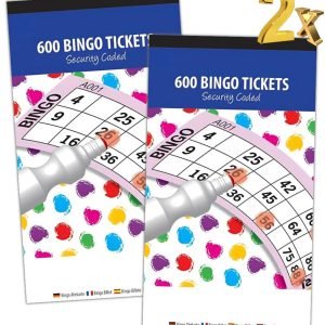 2 x Jumbo Bingo Book Pad of 600 Tickets 6 To View All Colours Security Coded