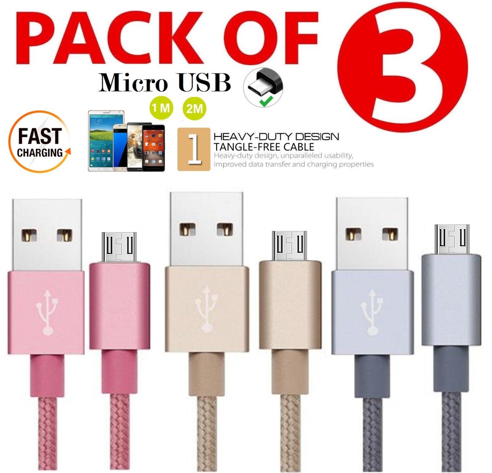 NEW SAMSUNG MICRO USB DATA FAST CHARGING CABLE FOR GALAXY S6 S6 Edge S7 EDGE J3