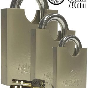 HIGH SECURITY CLOSED SHACKLE PADLOCK 40/50/60mm Door Lock Heavy Duty Steel 3Keys