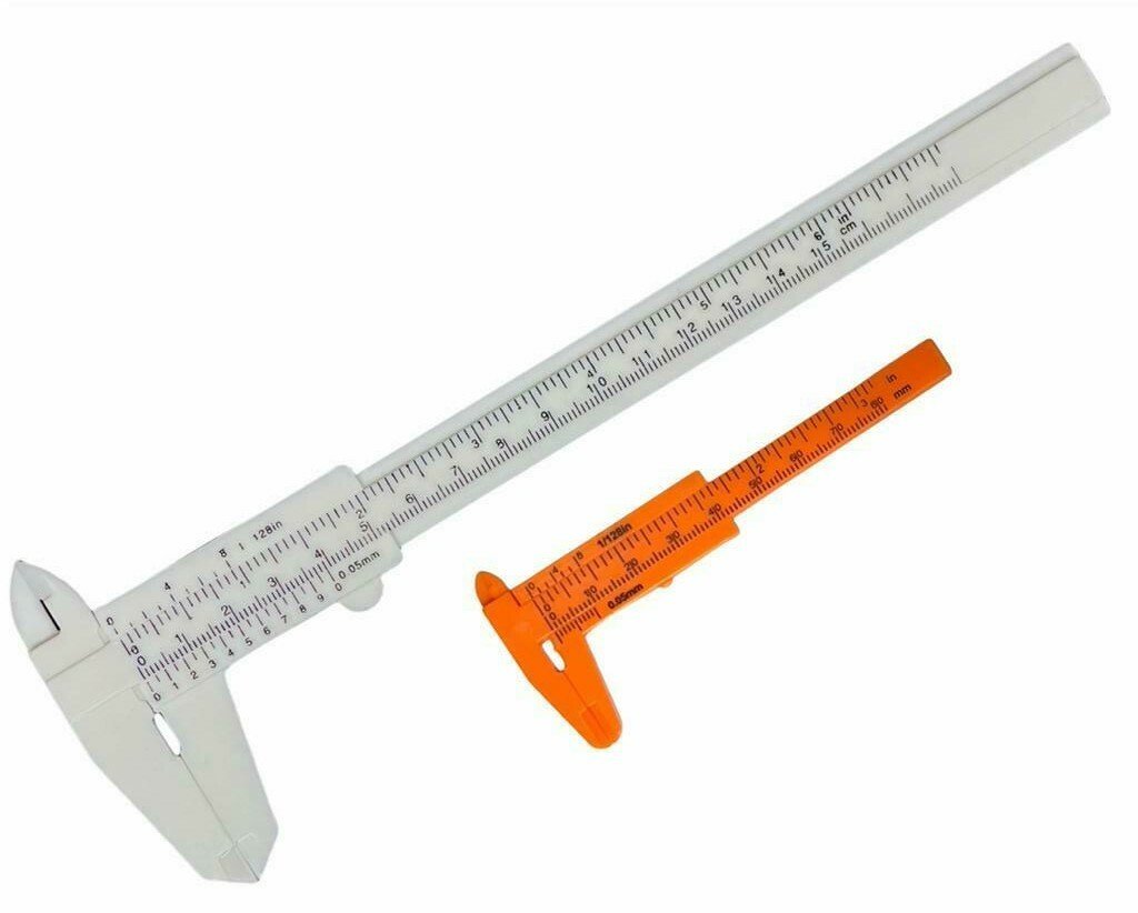 2 Pcs 6”/ 3” Plastic Vernier Calliper Set Gauge Micrometer Measuring Tool Ruler
