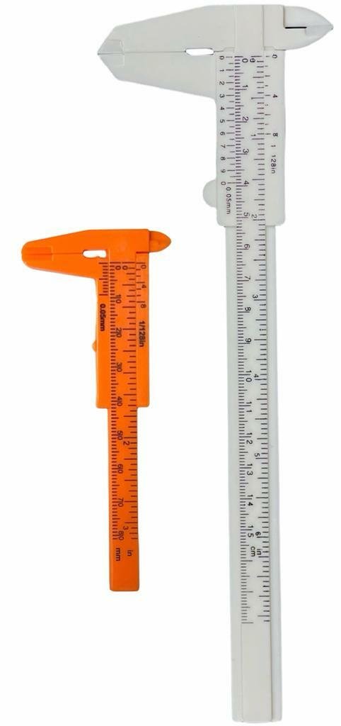 2 Pcs 6”/ 3” Plastic Vernier Calliper Set Gauge Micrometer Measuring Tool Ruler