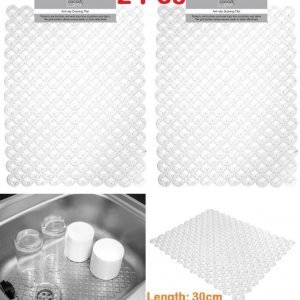 2 Sink Draining Mat Anti Slip Drainer Scratch Protector Liner Clear Kitchen Tidy