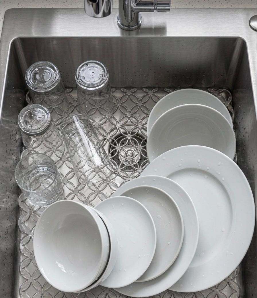 2 Sink Draining Mat Anti Slip Drainer Scratch Protector Liner Clear Kitchen Tidy