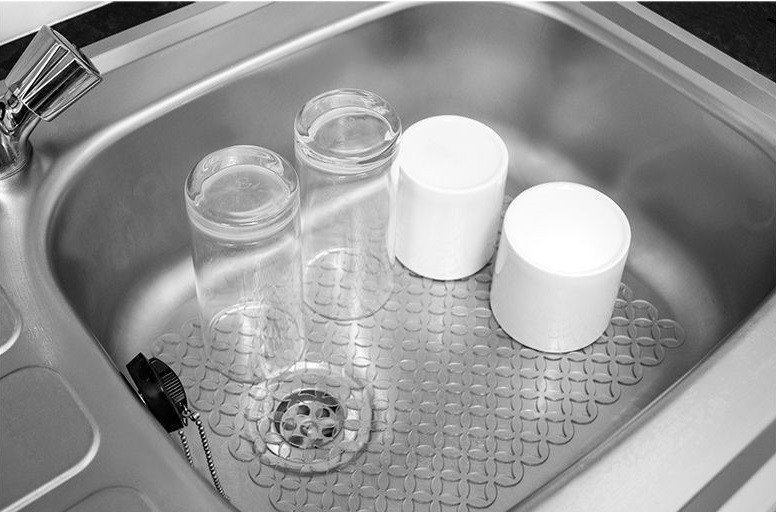2 Sink Draining Mat Anti Slip Drainer Scratch Protector Liner Clear Kitchen Tidy
