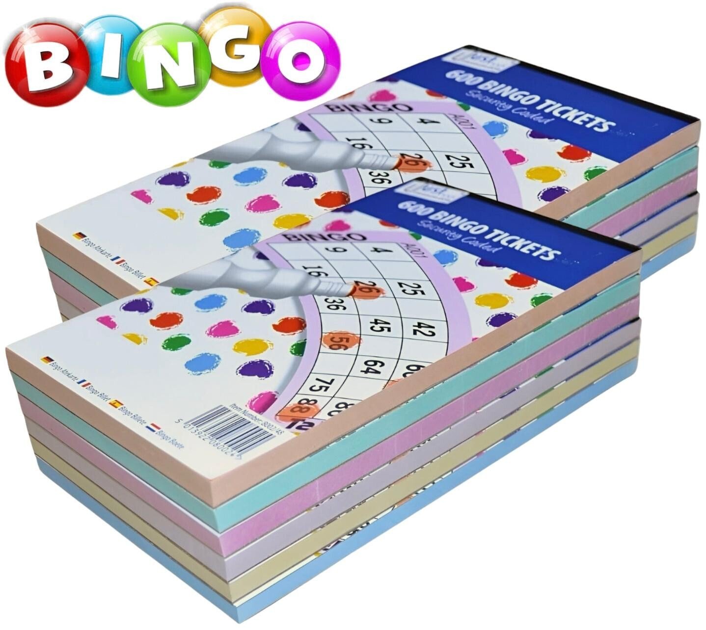 12 x Jumbo Bingo Flyers Tickets Pad Of 600 6 To View, All Colours 1-90 sheets