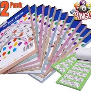 12 x Jumbo Bingo Flyers Tickets Pad Of 600 6 To View, All Colours 1-90 sheets