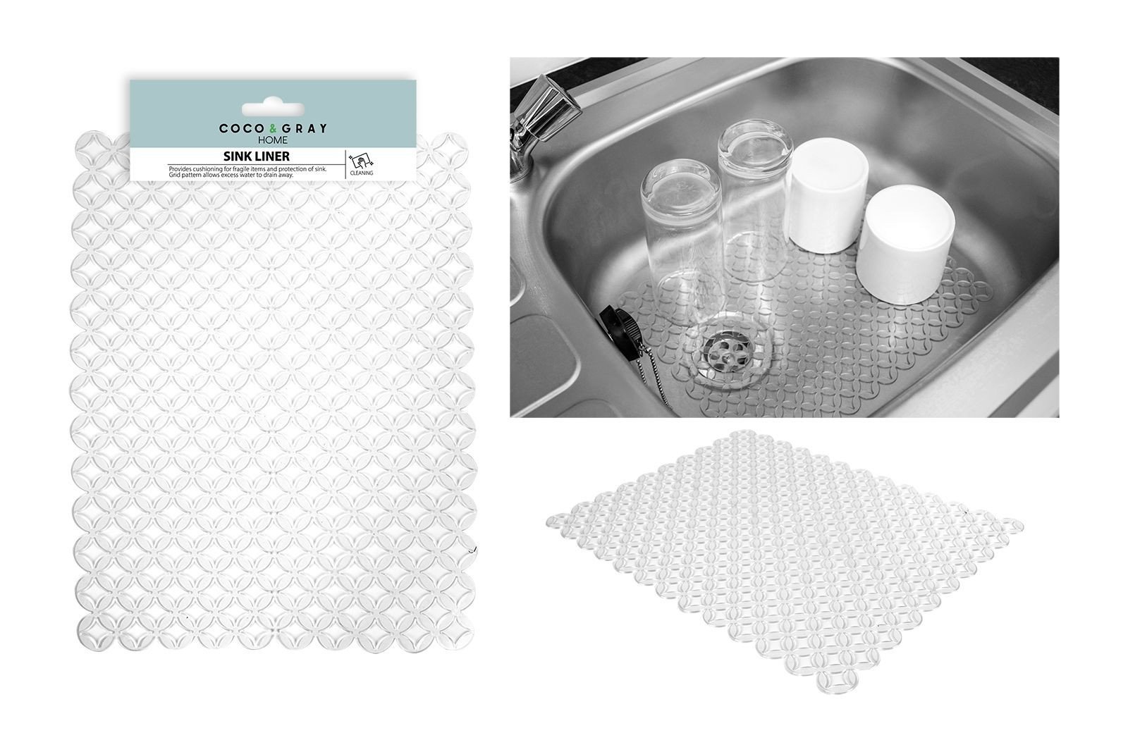 2 Sink Draining Mat Anti Slip Drainer Scratch Protector Liner Clear Kitchen Tidy