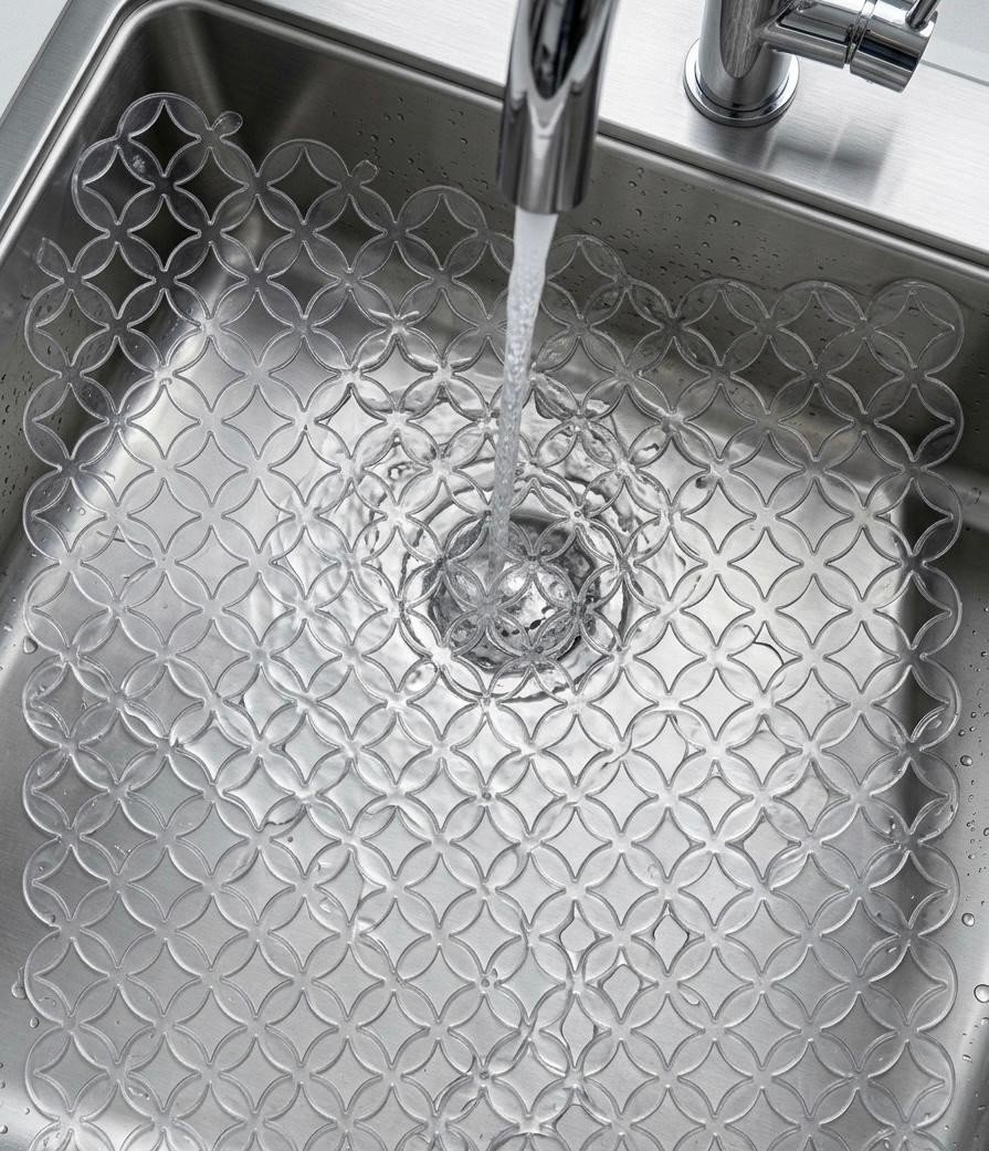 2 Sink Draining Mat Anti Slip Drainer Scratch Protector Liner Clear Kitchen Tidy