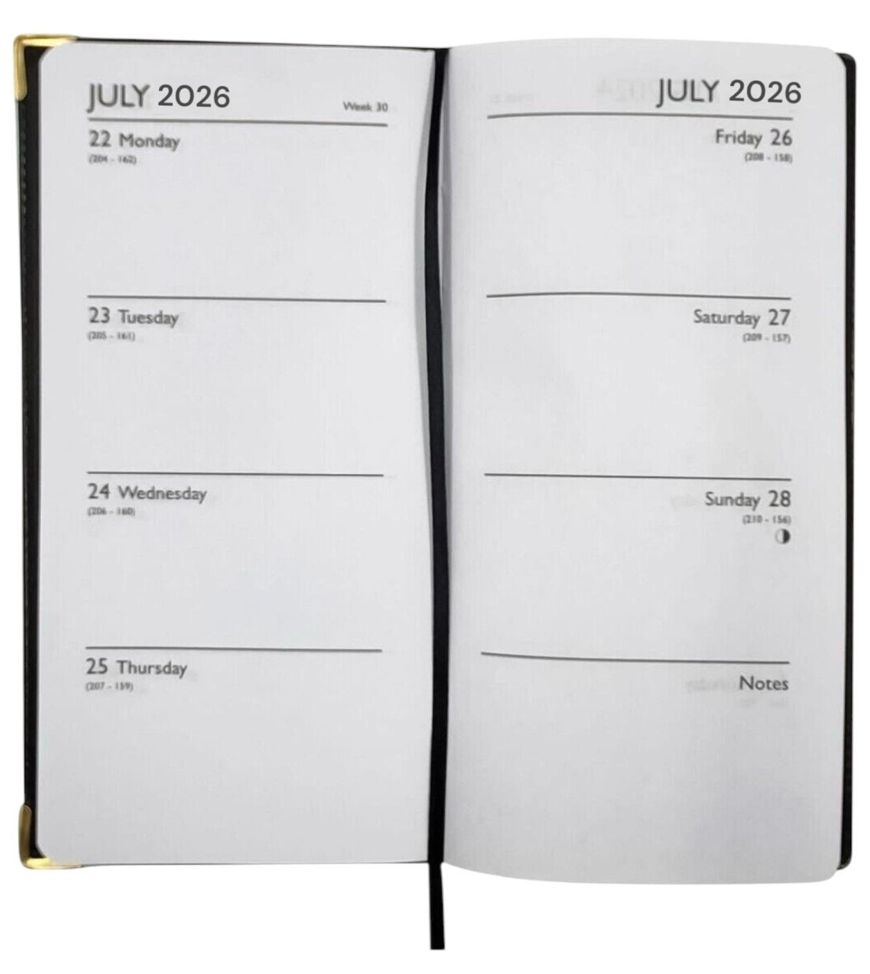 2026 DIARY POCKET SMALL / SLIM LINE METAL CORNER WEEK TO VIEW DIARY