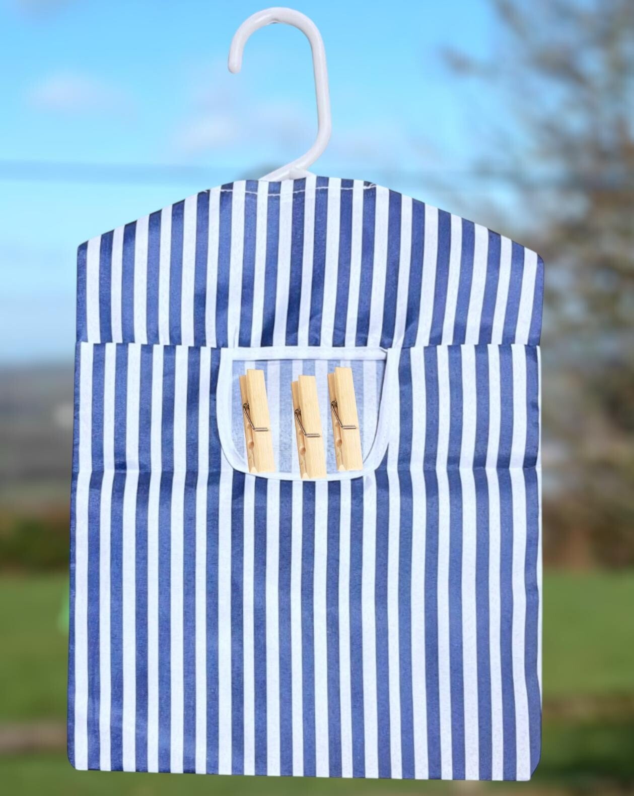 Hanging Fabric Peg Bag Clothes Line Laundry Washing Basket Storage Pouch Hanger