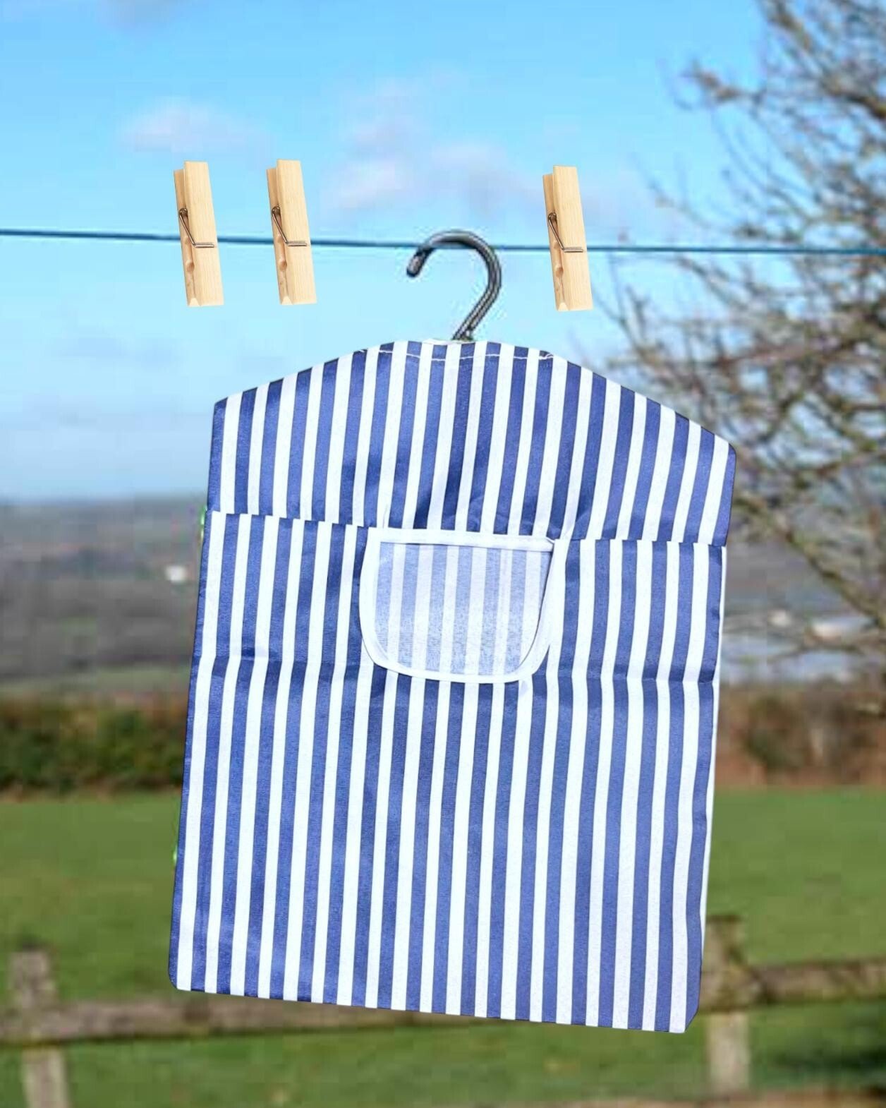 Hanging Fabric Peg Bag Clothes Line Laundry Washing Basket Storage Pouch Hanger