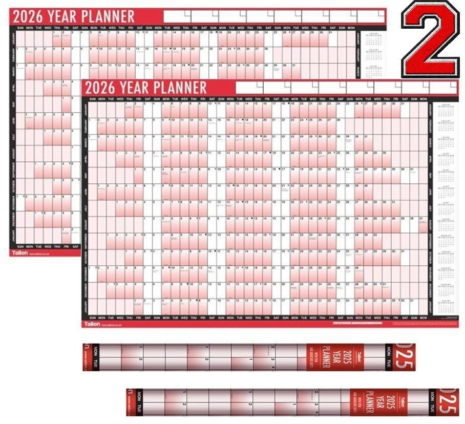 2026 A1 Full Year Annual Yearly Wall Planner Home Office Calendar Organiser-2Pck