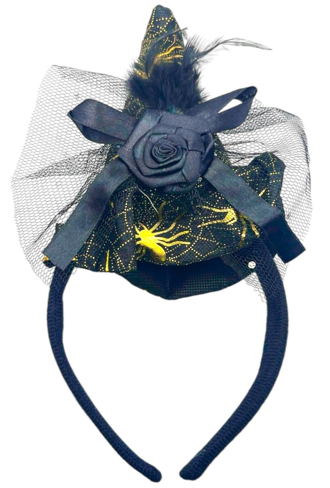 3 x Adult Witches Hat Black Witch Hat with Veil Halloween Fancy Dress Accessory
