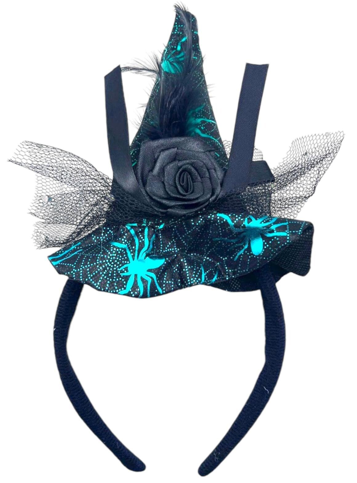 3 x Adult Witches Hat Black Witch Hat with Veil Halloween Fancy Dress Accessory