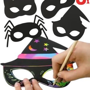 Scratch Your Own Halloween Face Masks Superhero Pumpkin Craft Kit Kids Party Fun