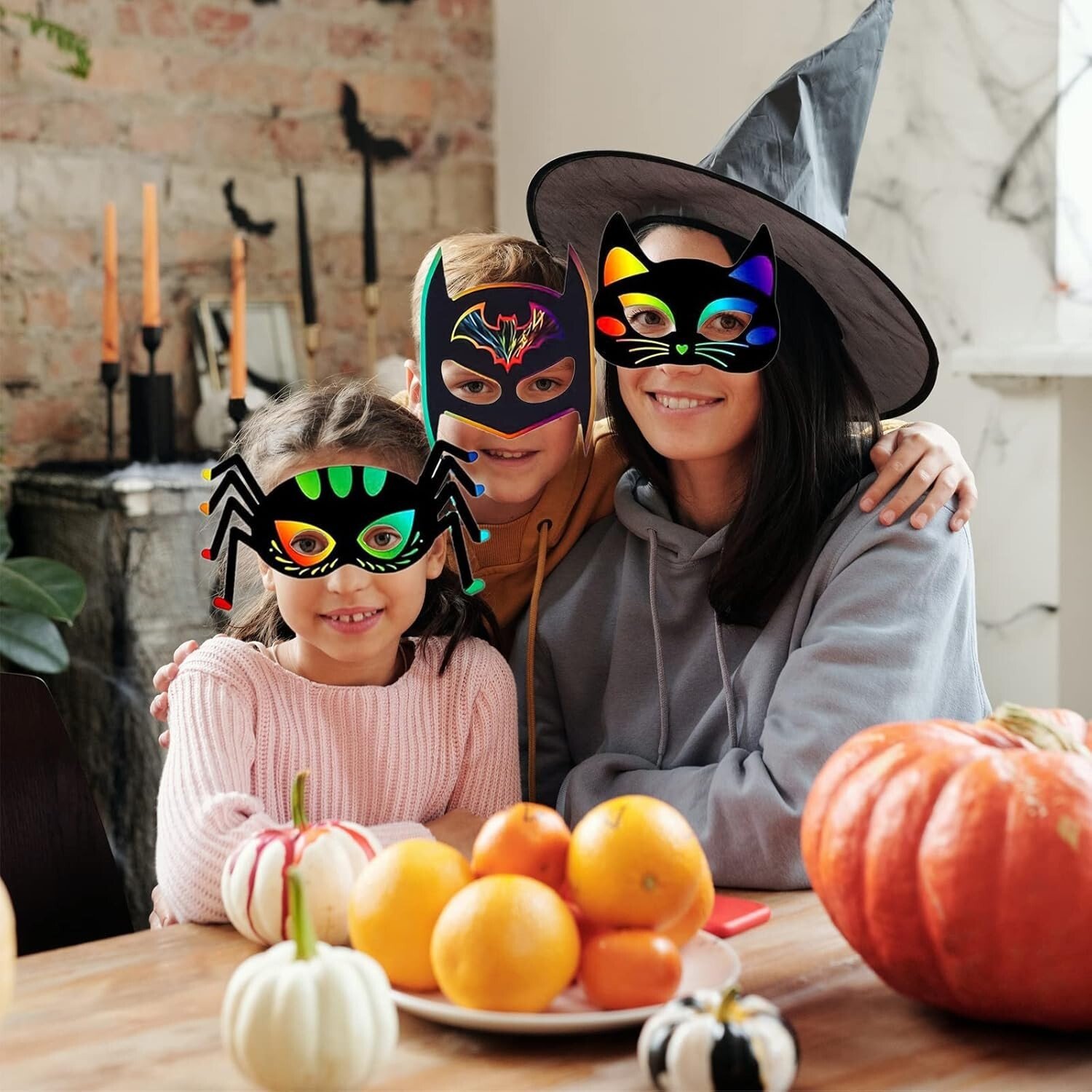 Scratch Your Own Halloween Face Masks Superhero Pumpkin Craft Kit Kids Party Fun